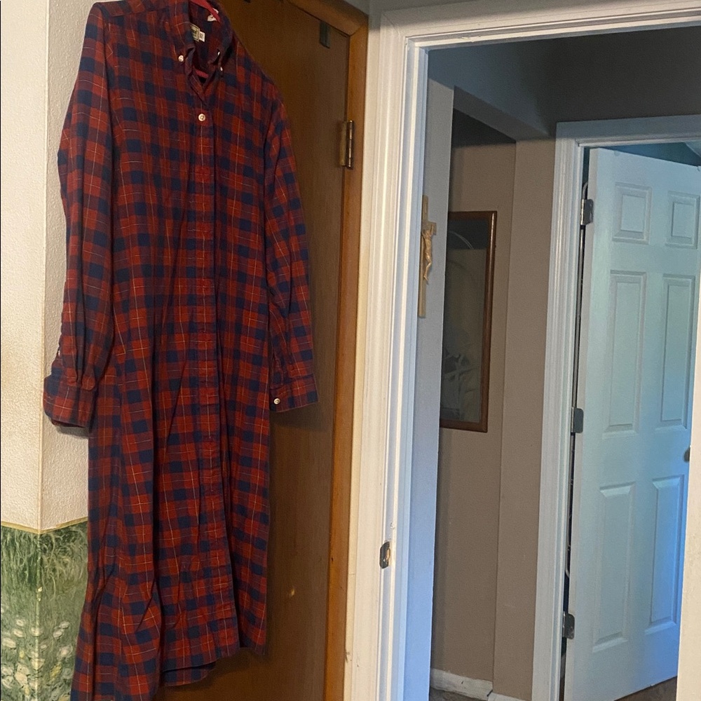 L.L. Bean Red and Blue Plaid Long Sleeve Dress